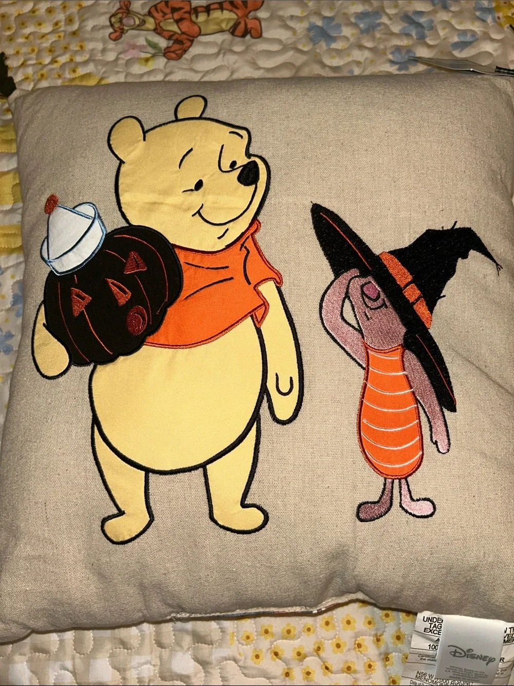 Winnie the Pooh & Friends Halloween Accent Pillow - Beige, Orange, Black